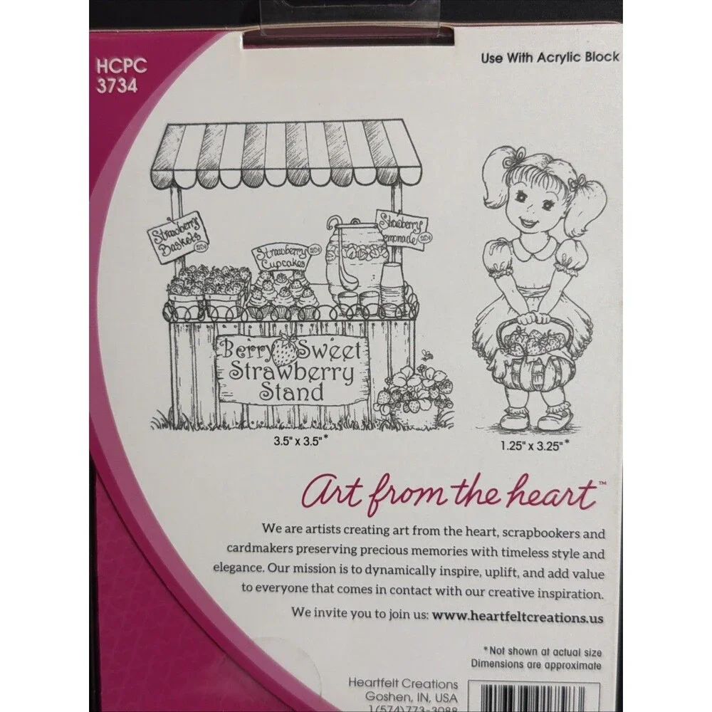 Heartfelt Creations Berry Café Cling Stamp retired strawberry girl fruit stand